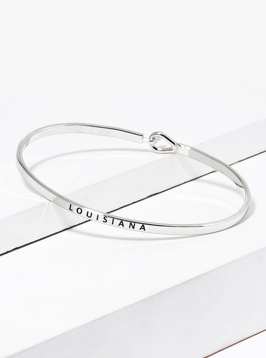 Louisiana Engraved Inspirational Bangle Bracelet