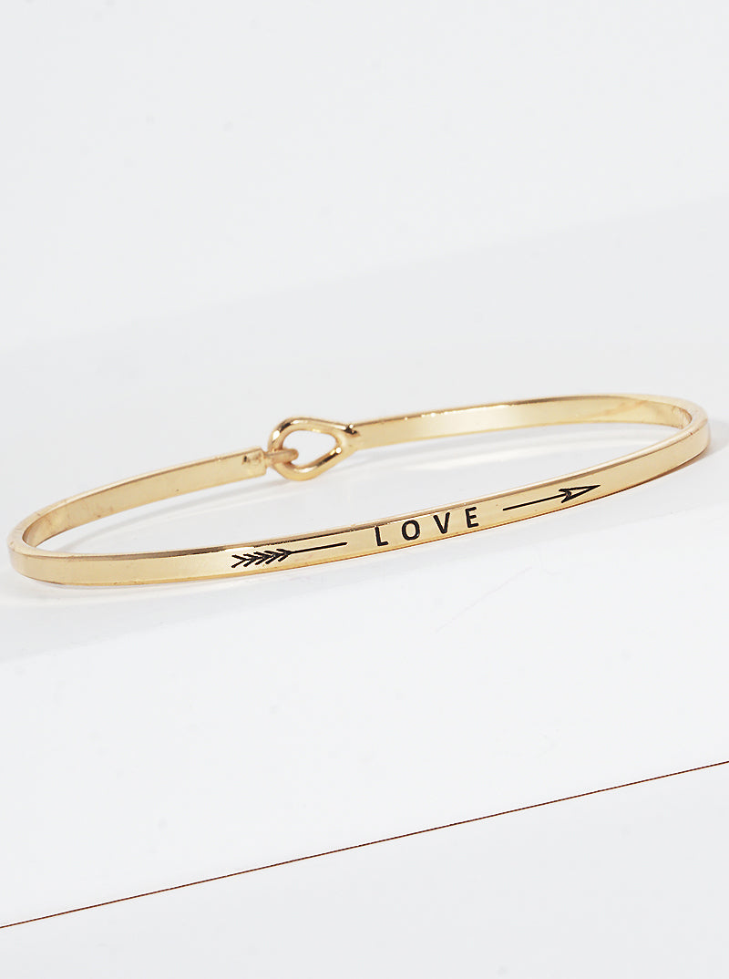 Love Arrow Engraved Inspirational Bangle Bracelet