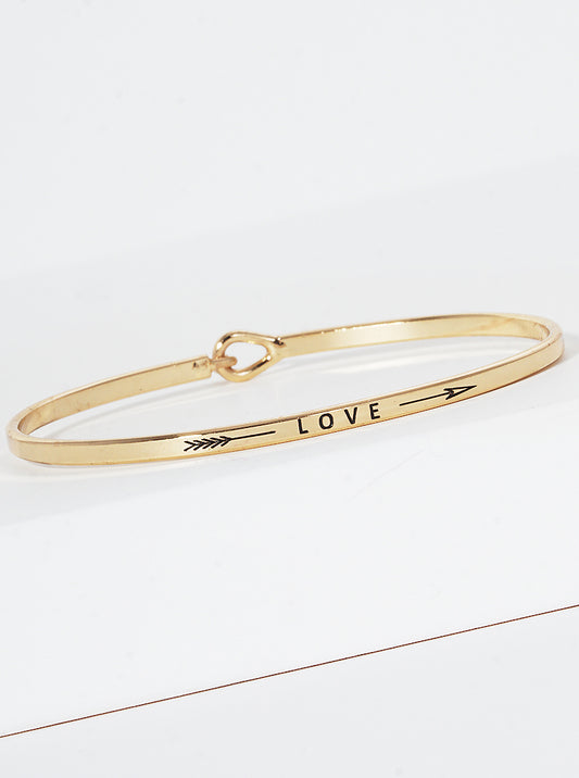 Love Arrow Engraved Inspirational Bangle Bracelet