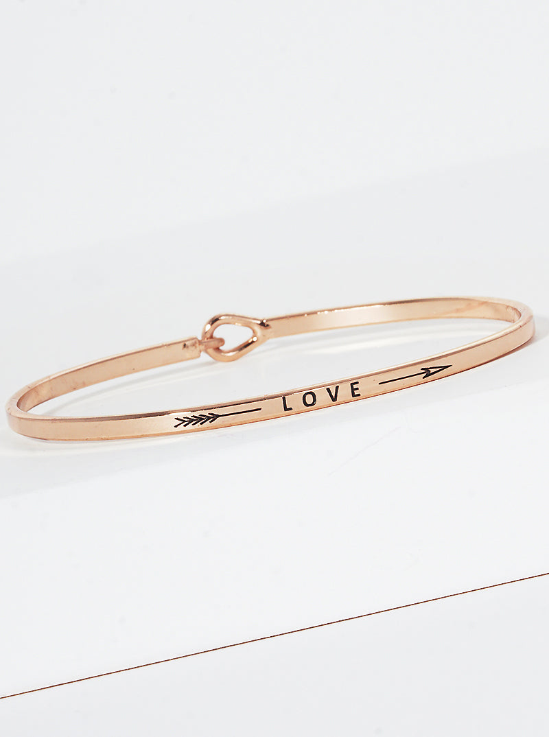 Love Arrow Engraved Inspirational Bangle Bracelet