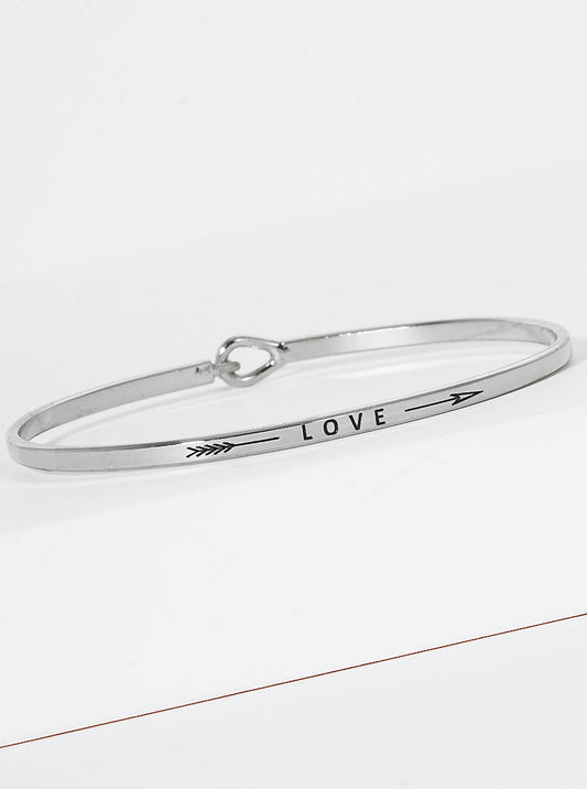 Love Arrow Engraved Inspirational Bangle Bracelet