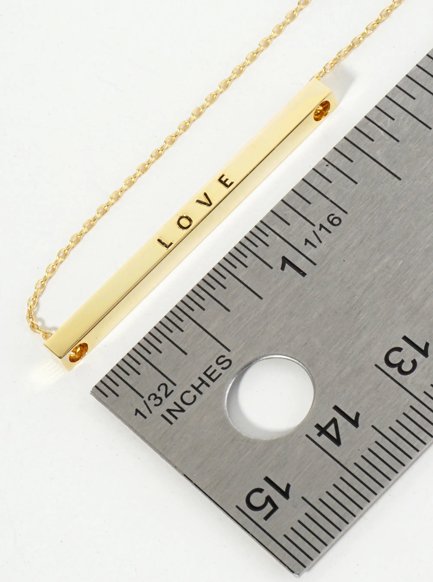 Sisters Engraved 18K Gold Dipped Horizontal Brass Bar Pendant Inspirational Necklace