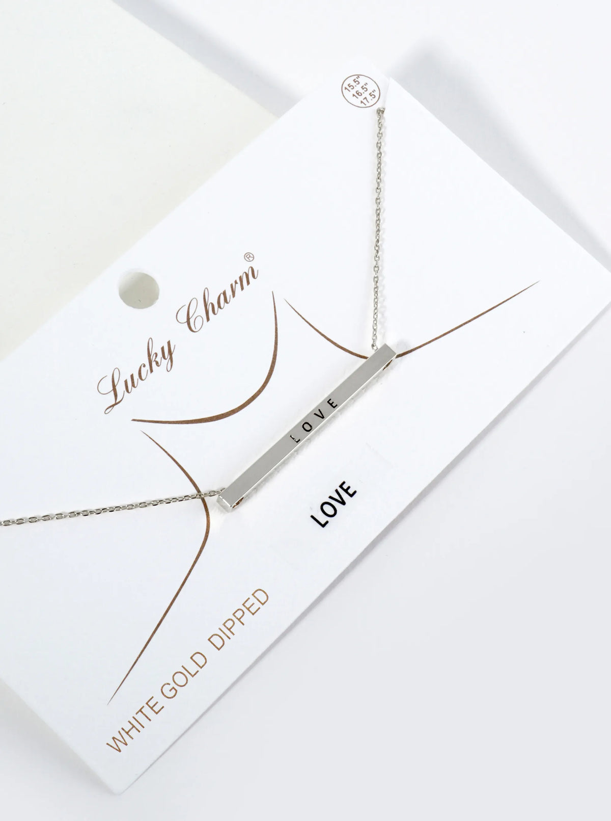 Love Engraved 18K Gold Dipped Horizontal Brass Bar Pendant Inspirational Necklace