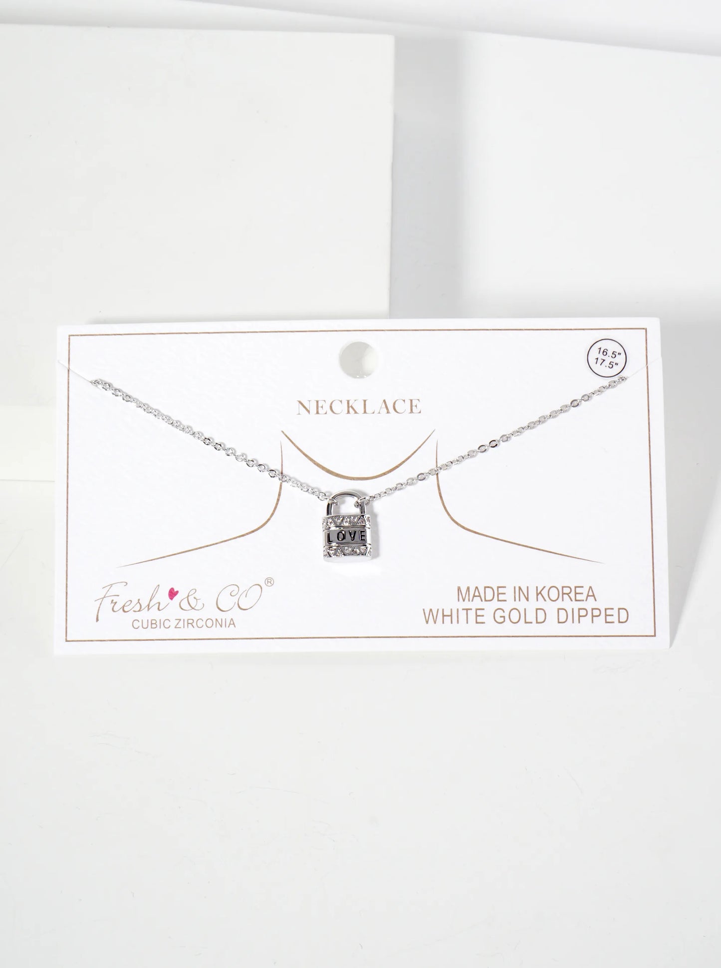 Love Engraved Cubic-Zirconia Padlock Pendant 18K-Gold-Dipped Necklace
