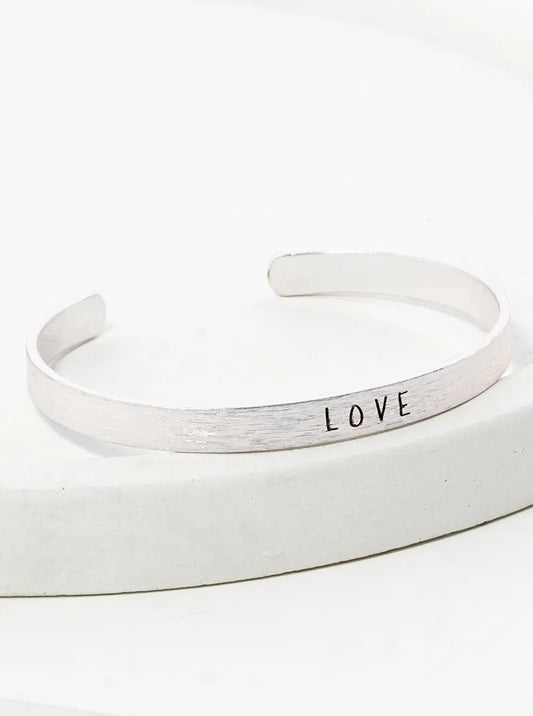Love Engraved Inspirational Cuff Bracelet