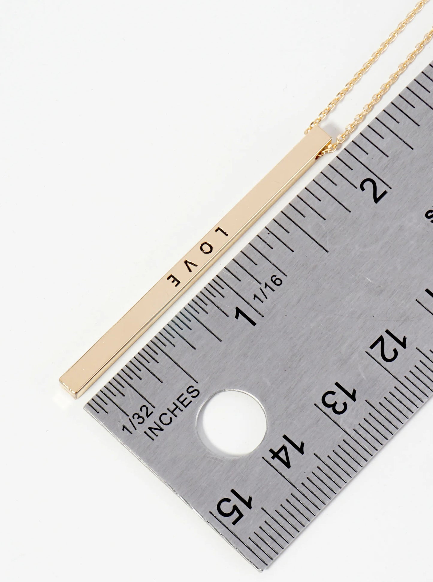 Love Engraved Vertical Bar Pendant Inspirational Necklace