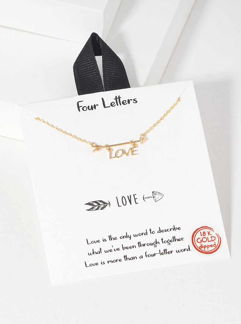 Love Hanging Arrow Pendant 18K-Gold-Dipped Necklace