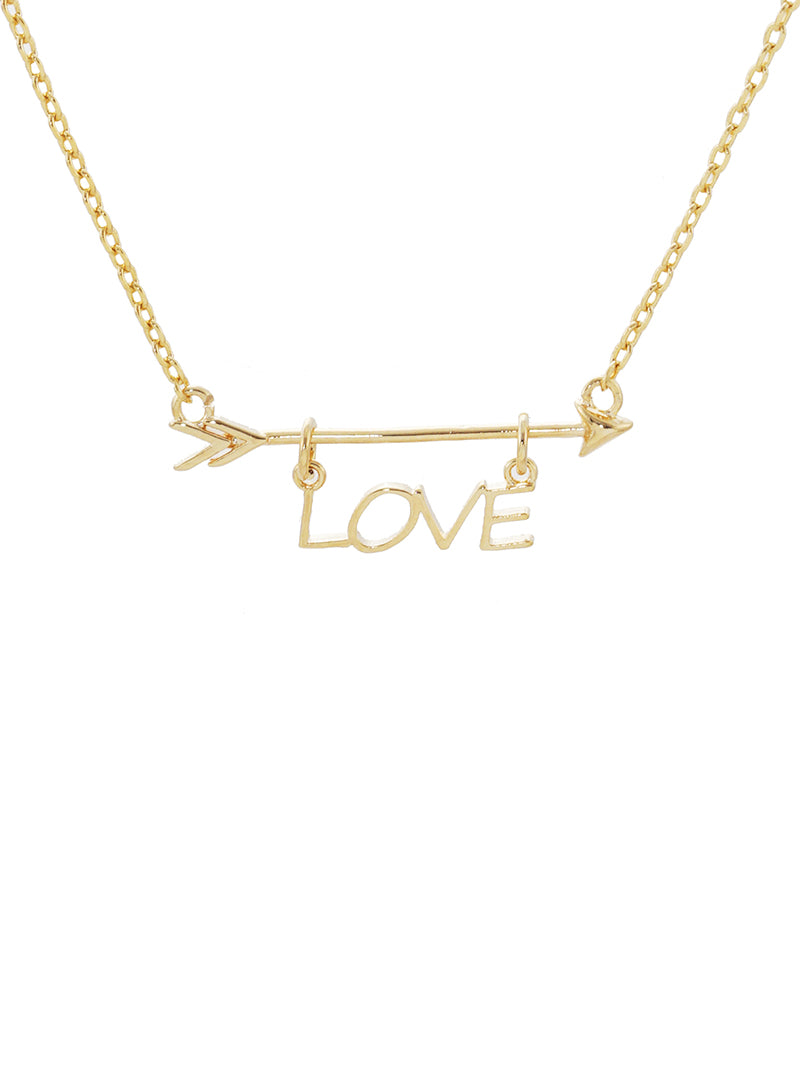 Love Hanging Arrow Pendant 18K-Gold-Dipped Necklace