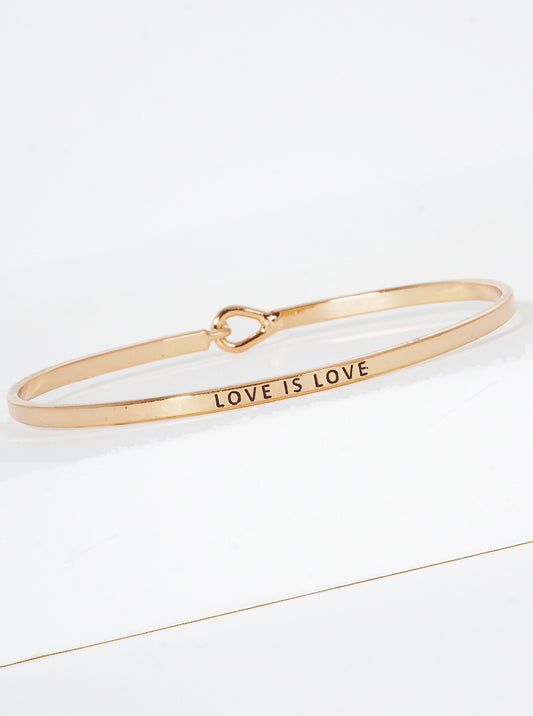 Love Is Love Engraved Inspirational Bangle Bracelet