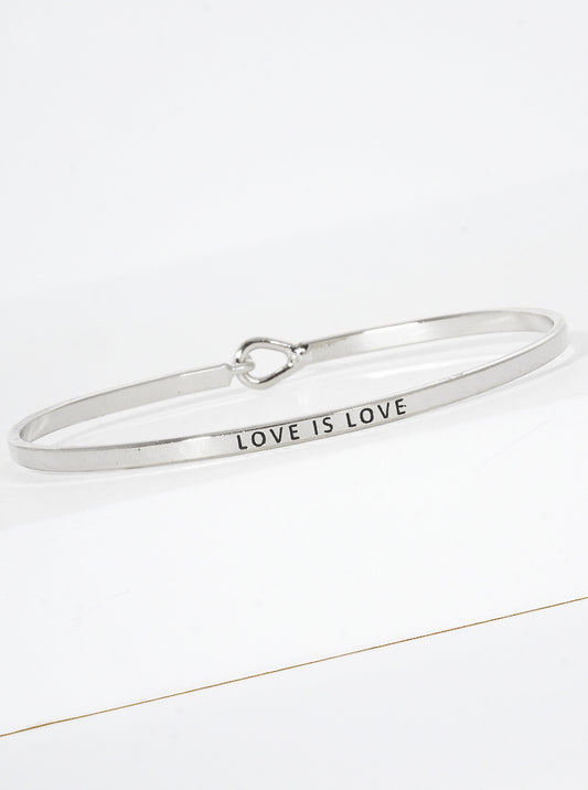 Love Is Love Engraved Inspirational Bangle Bracelet