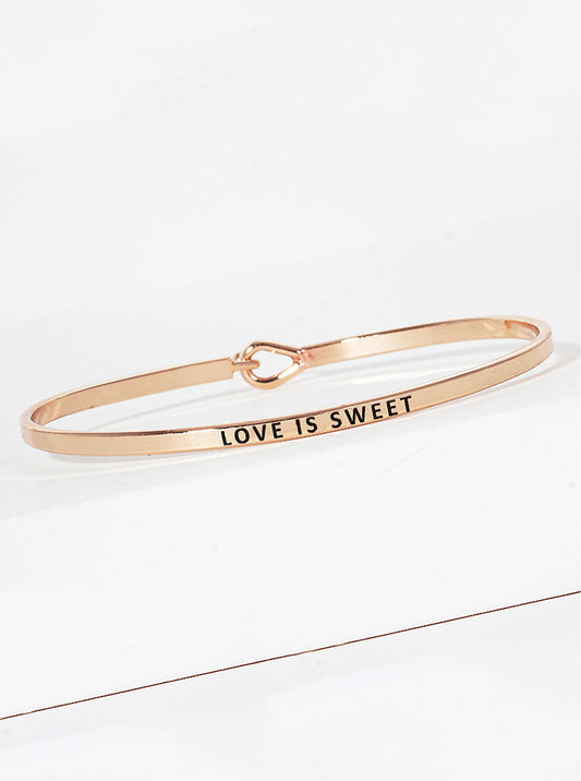 Love Is Sweet Engraved Inspirational Bangle Bracelet