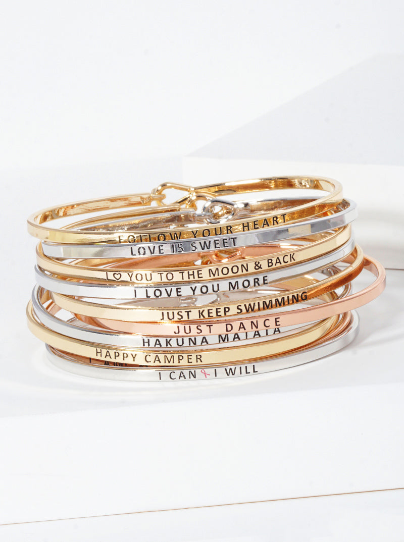 Love Is Sweet Engraved Inspirational Bangle Bracelet