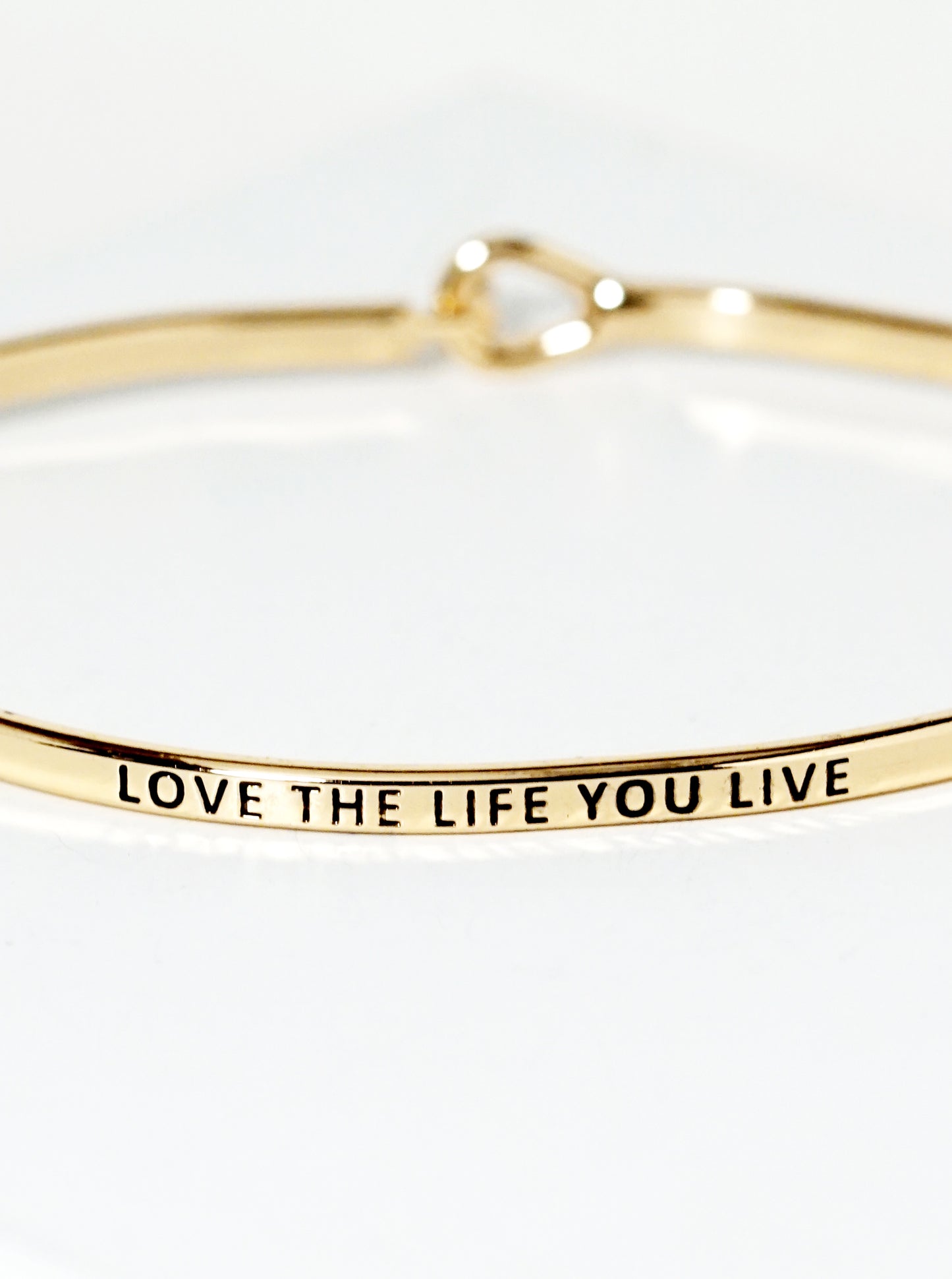 Love The Life You Live Engraved Inspirational Bangle Bracelet