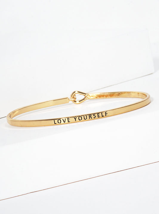 Love Yourself Engraved Inspirational Bangle Bracelet