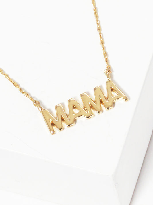 MAMA Word Pendant Brass Necklace