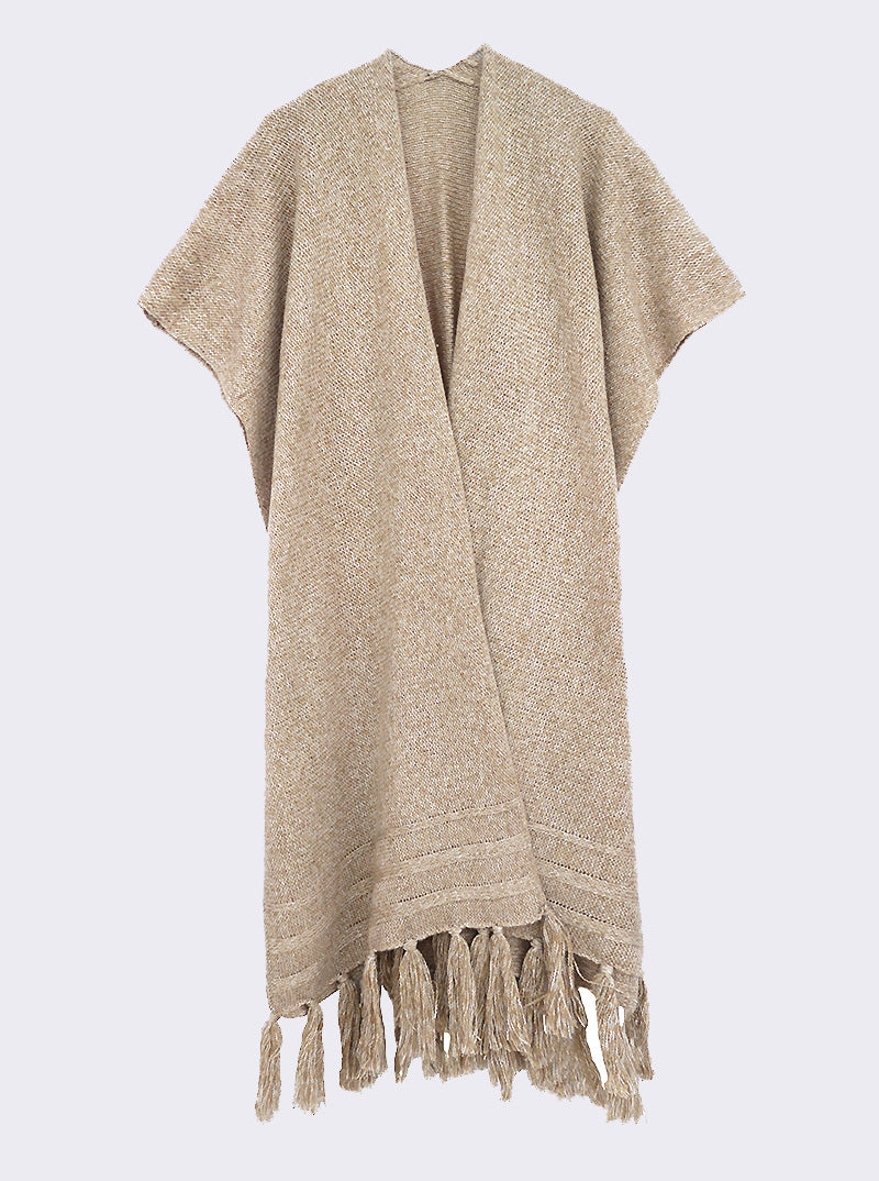 MARLED WOVEN FRINGE RUANA