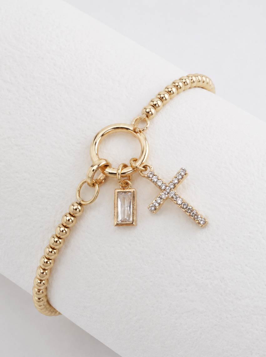 Beaded Cross Stretch Bracelet