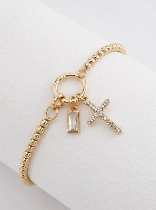 Beaded Cross Stretch Bracelet