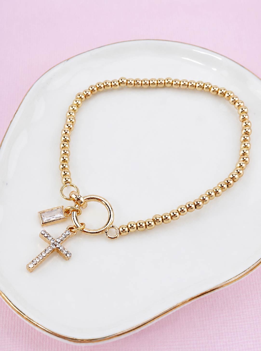 Beaded Cross Stretch Bracelet