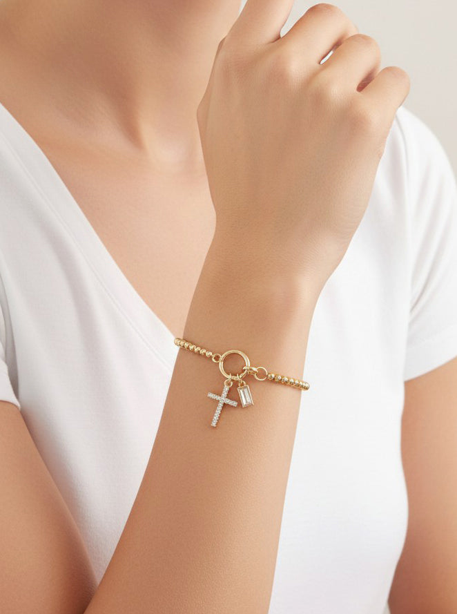 Beaded Cross Stretch Bracelet