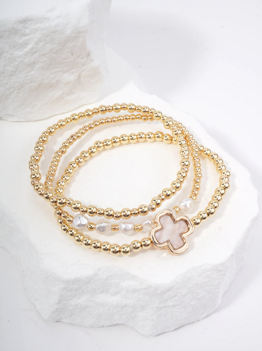 Adjustable Quatrefoil Enameled Stretch Bracelet
