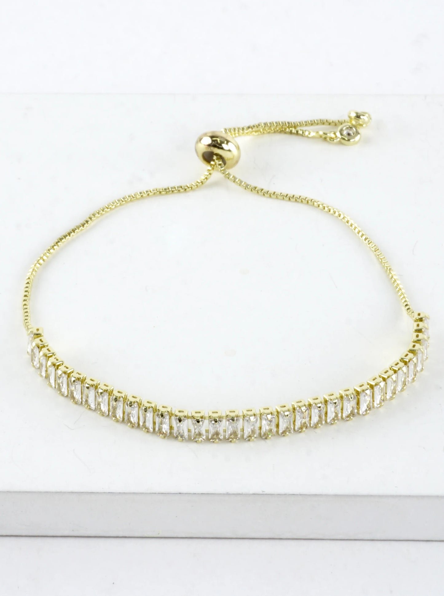 4mm Baguette CZ Bolo Pull Tie Bracelet