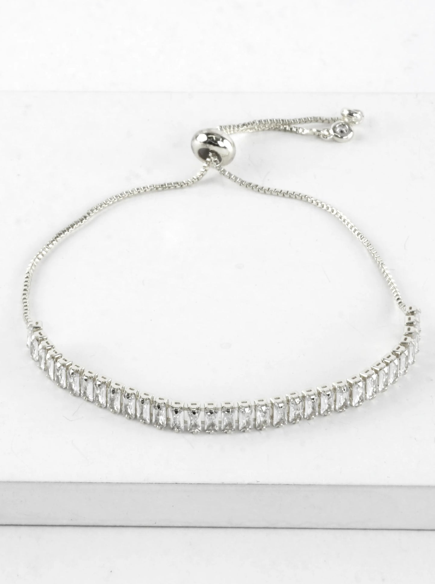 4mm Baguette CZ Bolo Pull Tie Bracelet