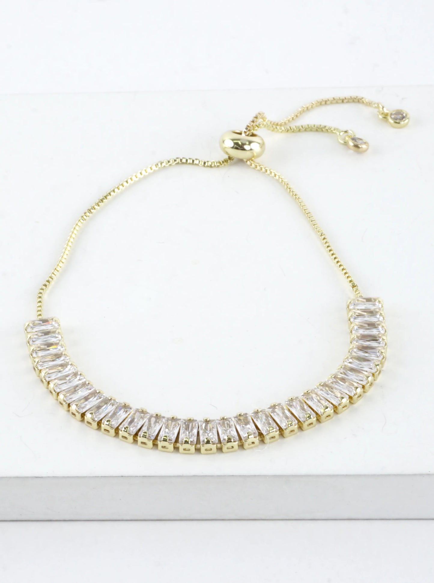 5mm Baguette CZ Bolo Pull Tie Bracelet