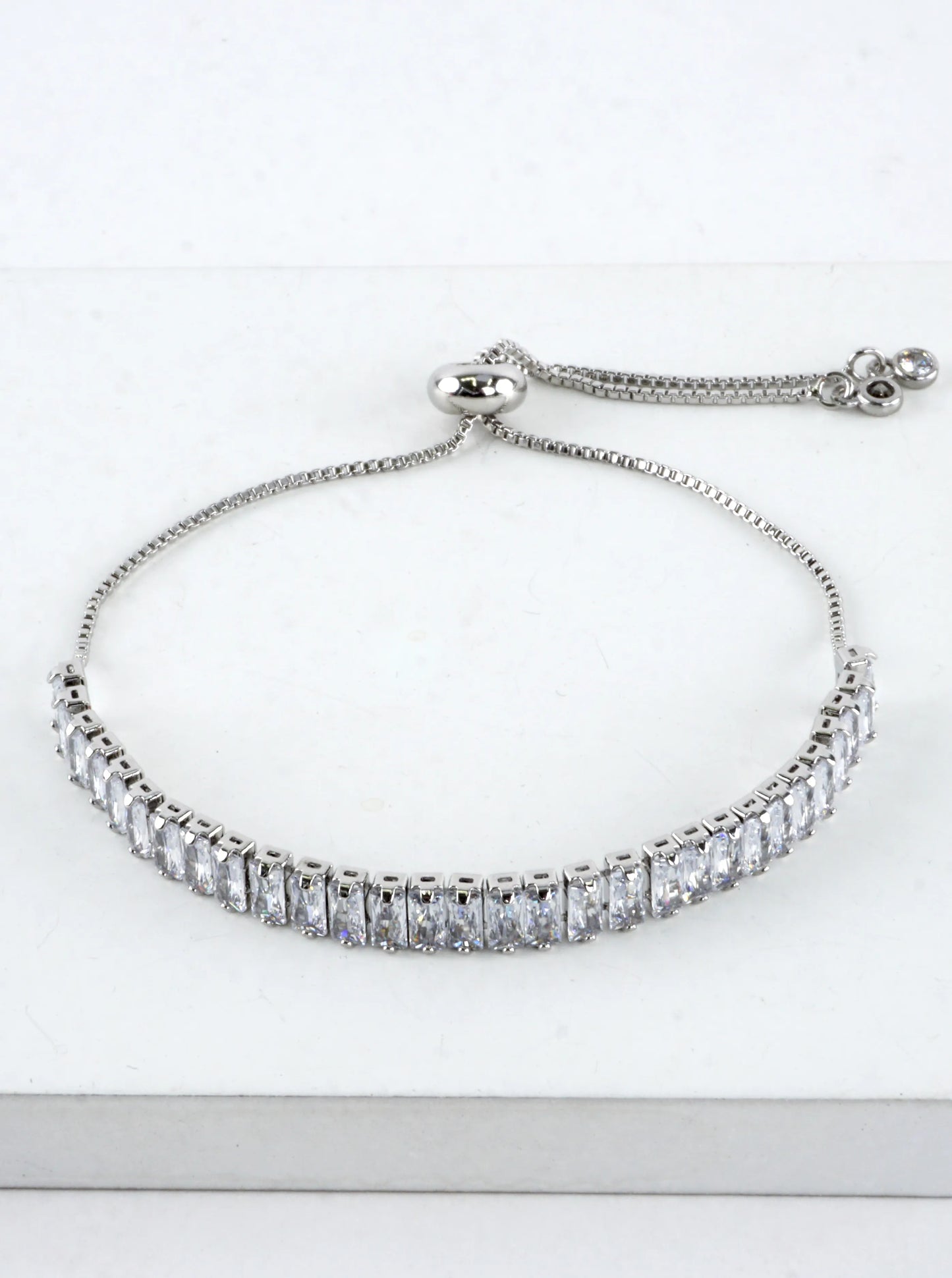 5mm Baguette CZ Bolo Pull Tie Bracelet