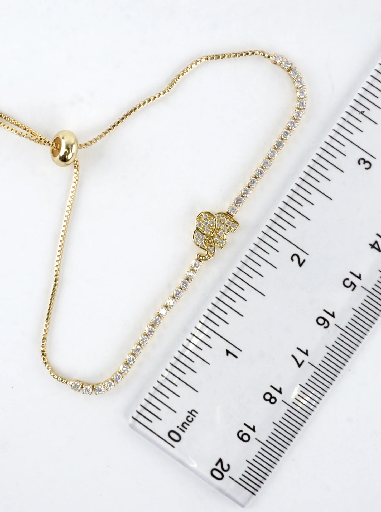 Pave CZ Elephant Tennis Bolo Pull Tie Bracelet