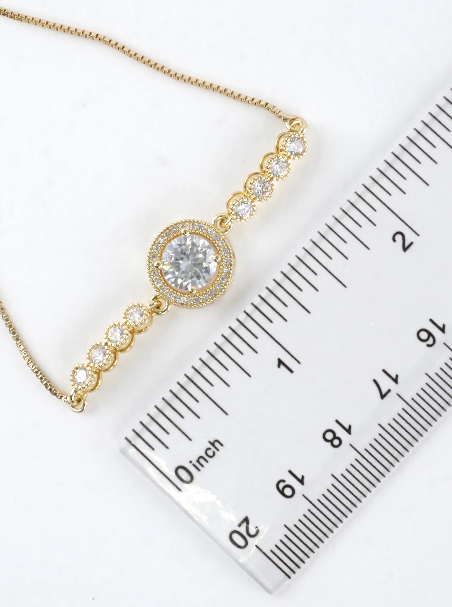 Round Halo CZ Bolo Pull Tie Bracelet