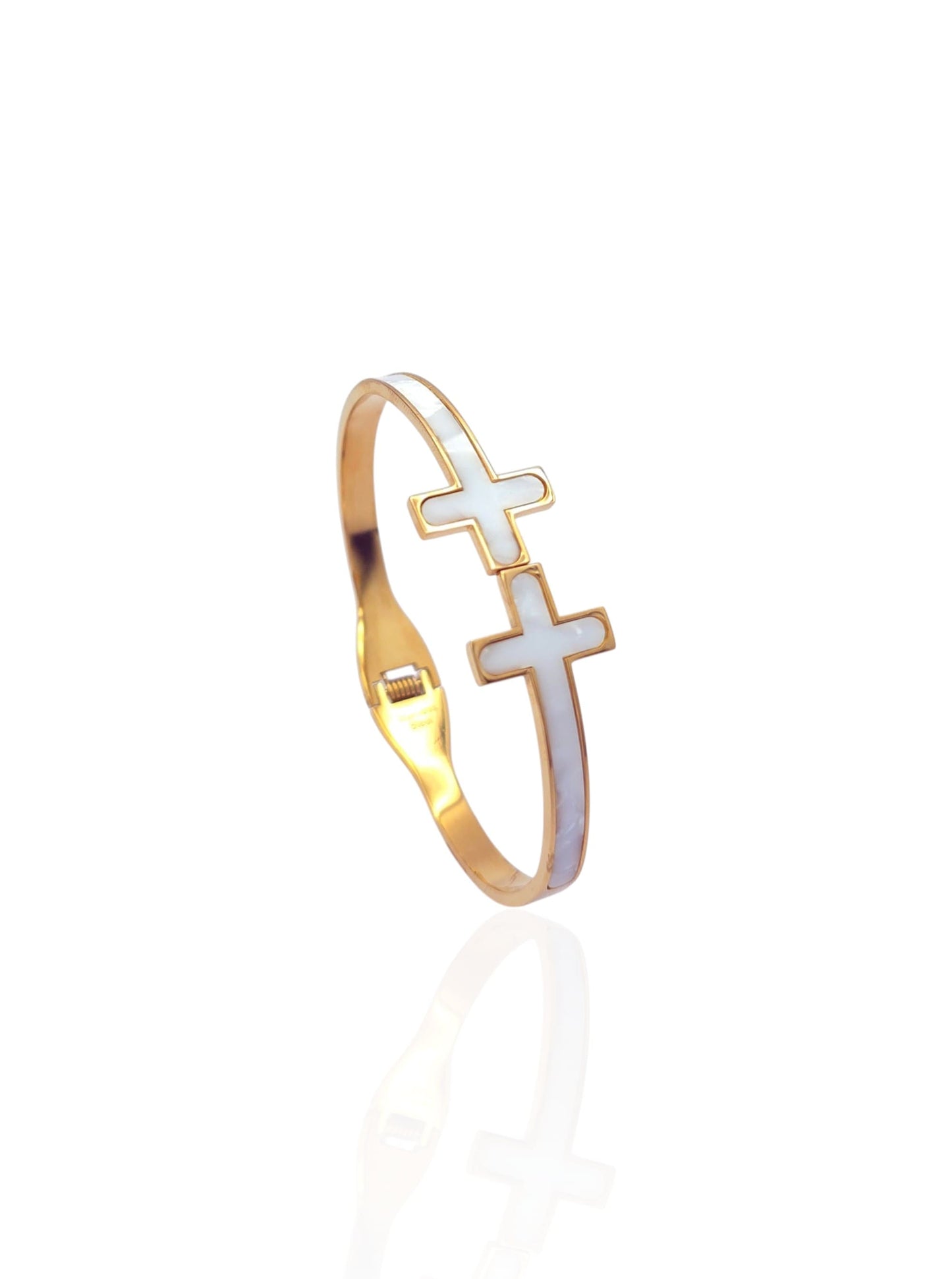 Cross Motif Hinged Bangle Bracelet