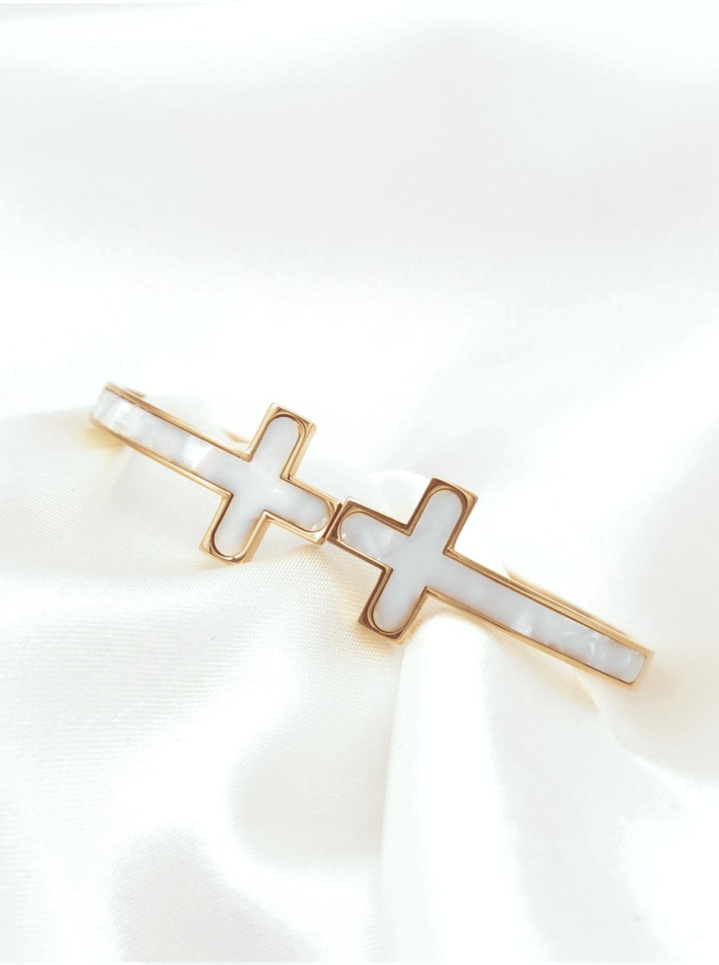 Cross Motif Hinged Bangle Bracelet