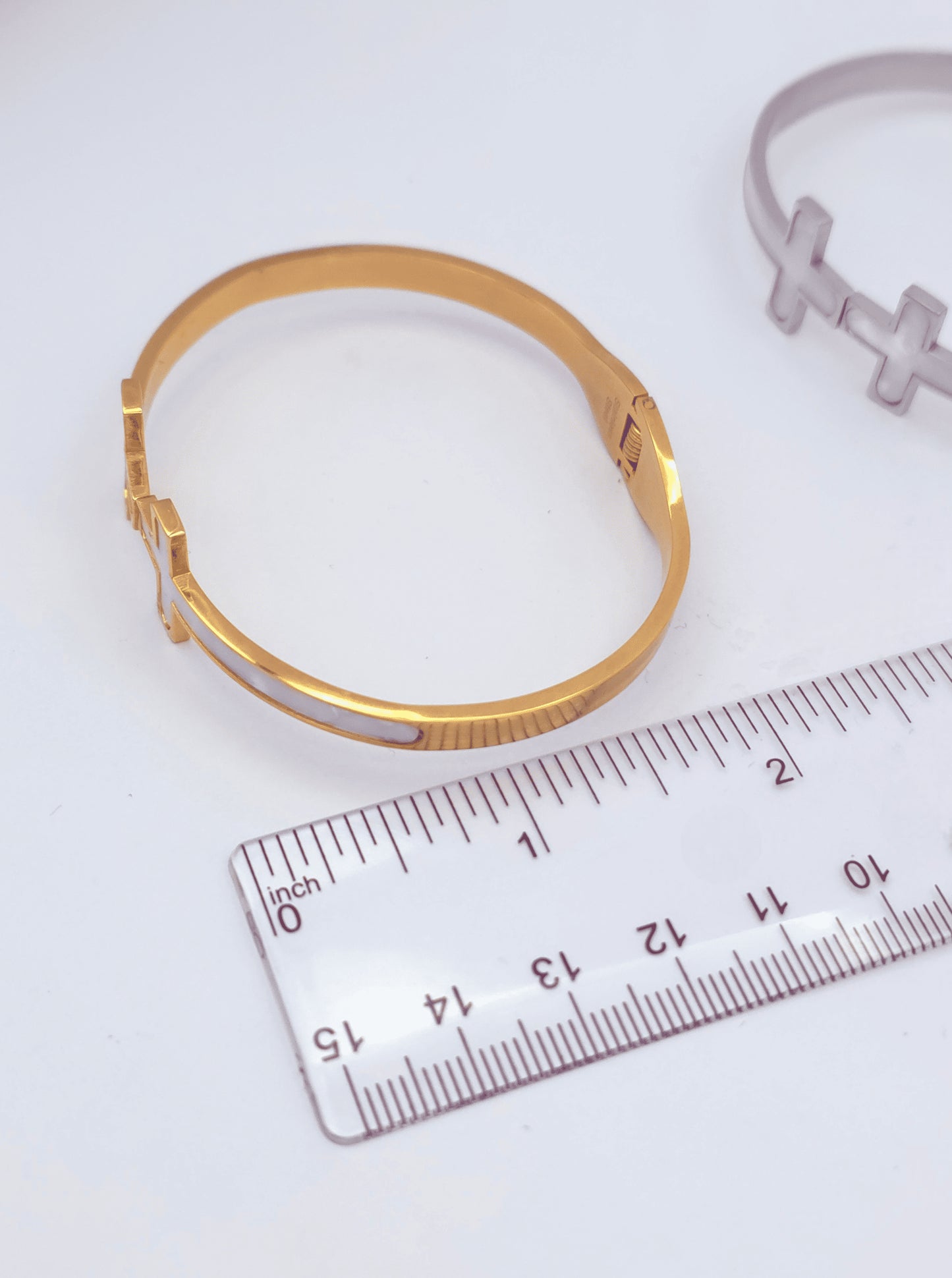 Cross Motif Hinged Bangle Bracelet