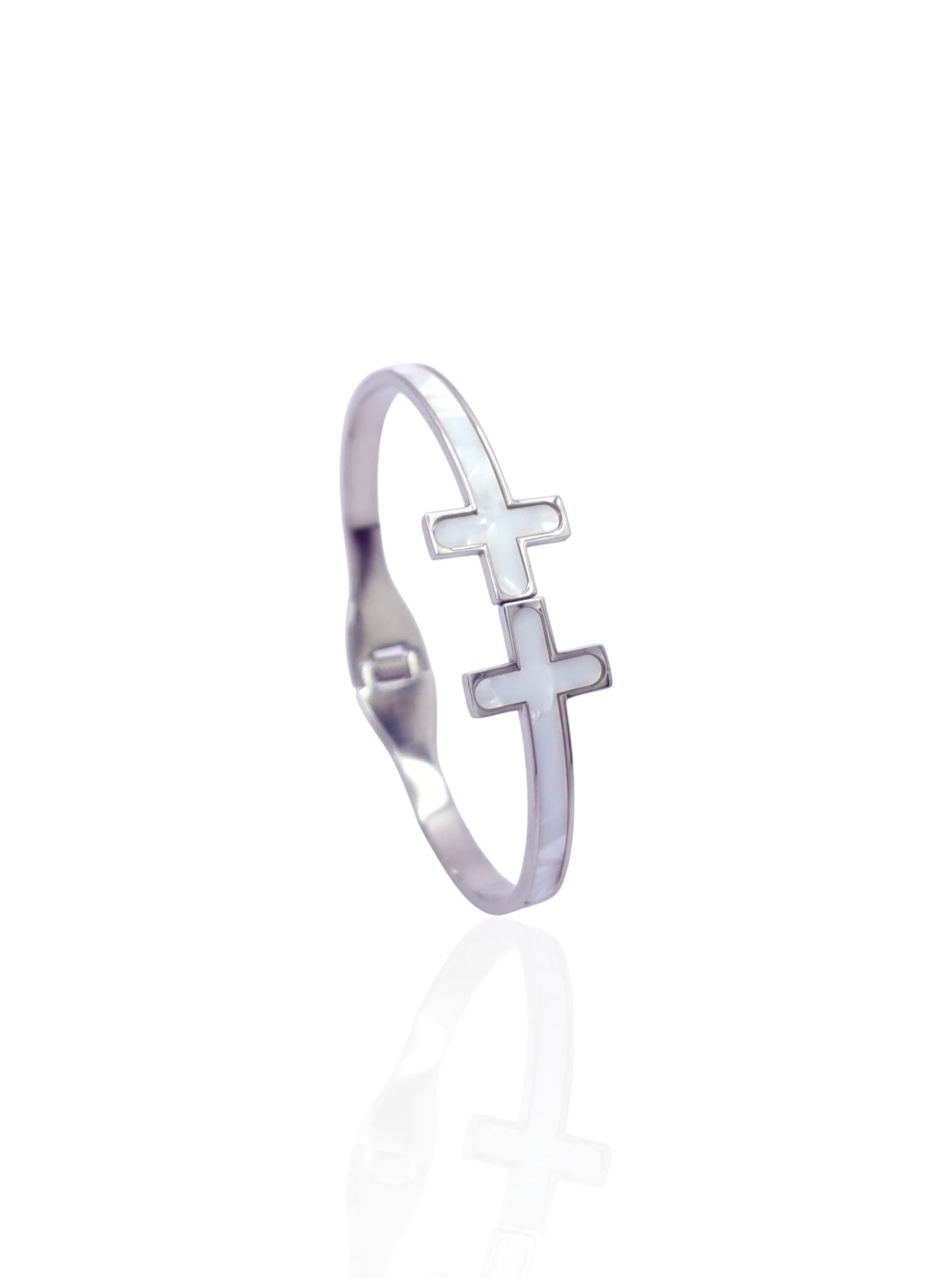 Cross Motif Hinged Bangle Bracelet