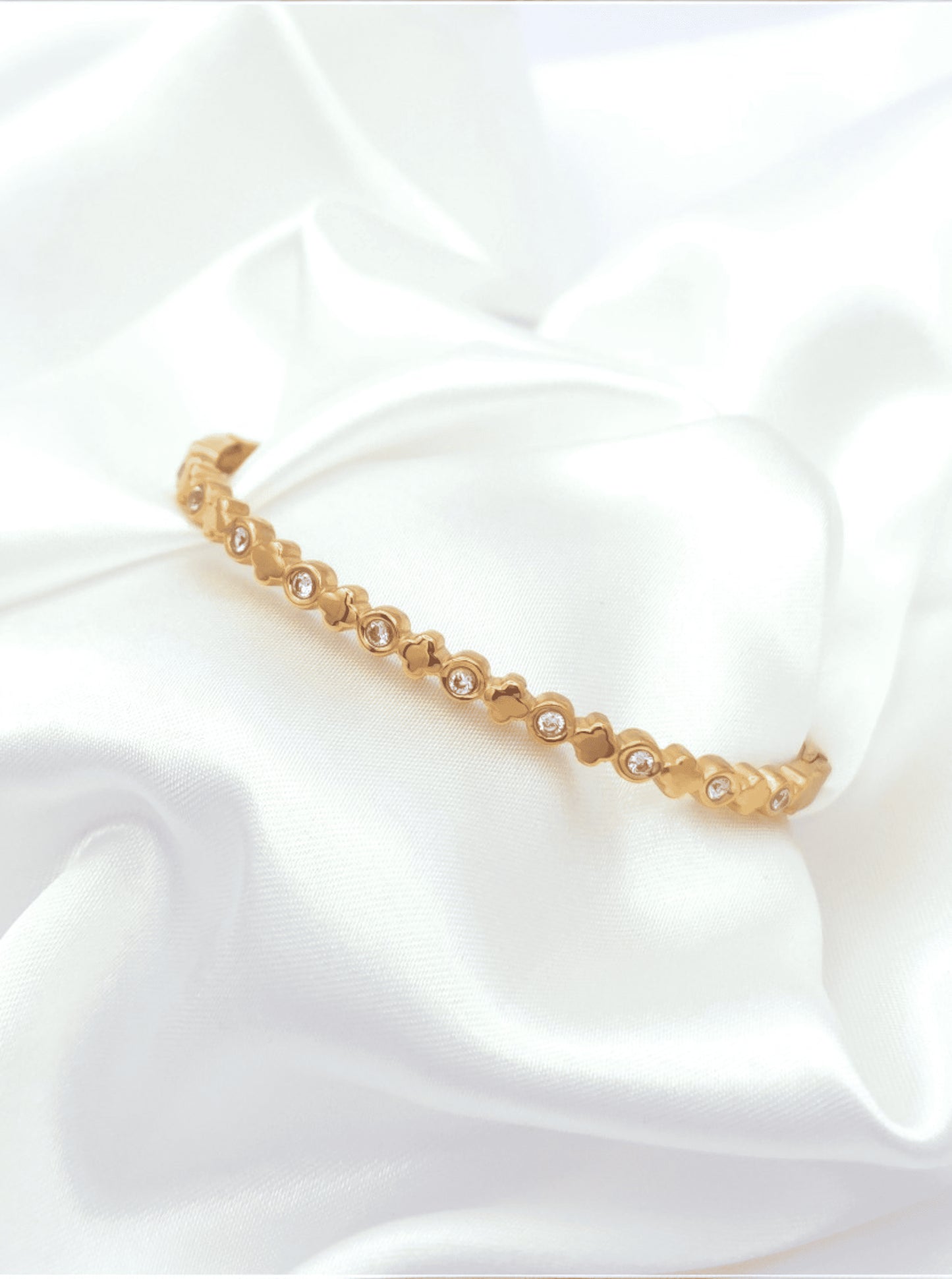 Floral Cubic Zirconia Bangle Bracelet