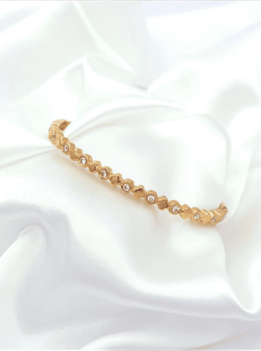 Floral Cubic Zirconia Bangle Bracelet