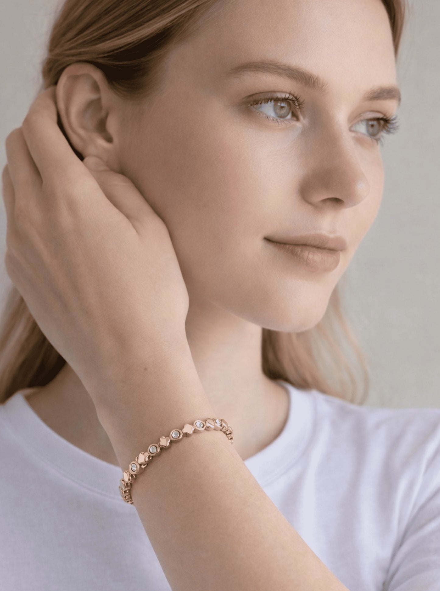 Floral Cubic Zirconia Bangle Bracelet
