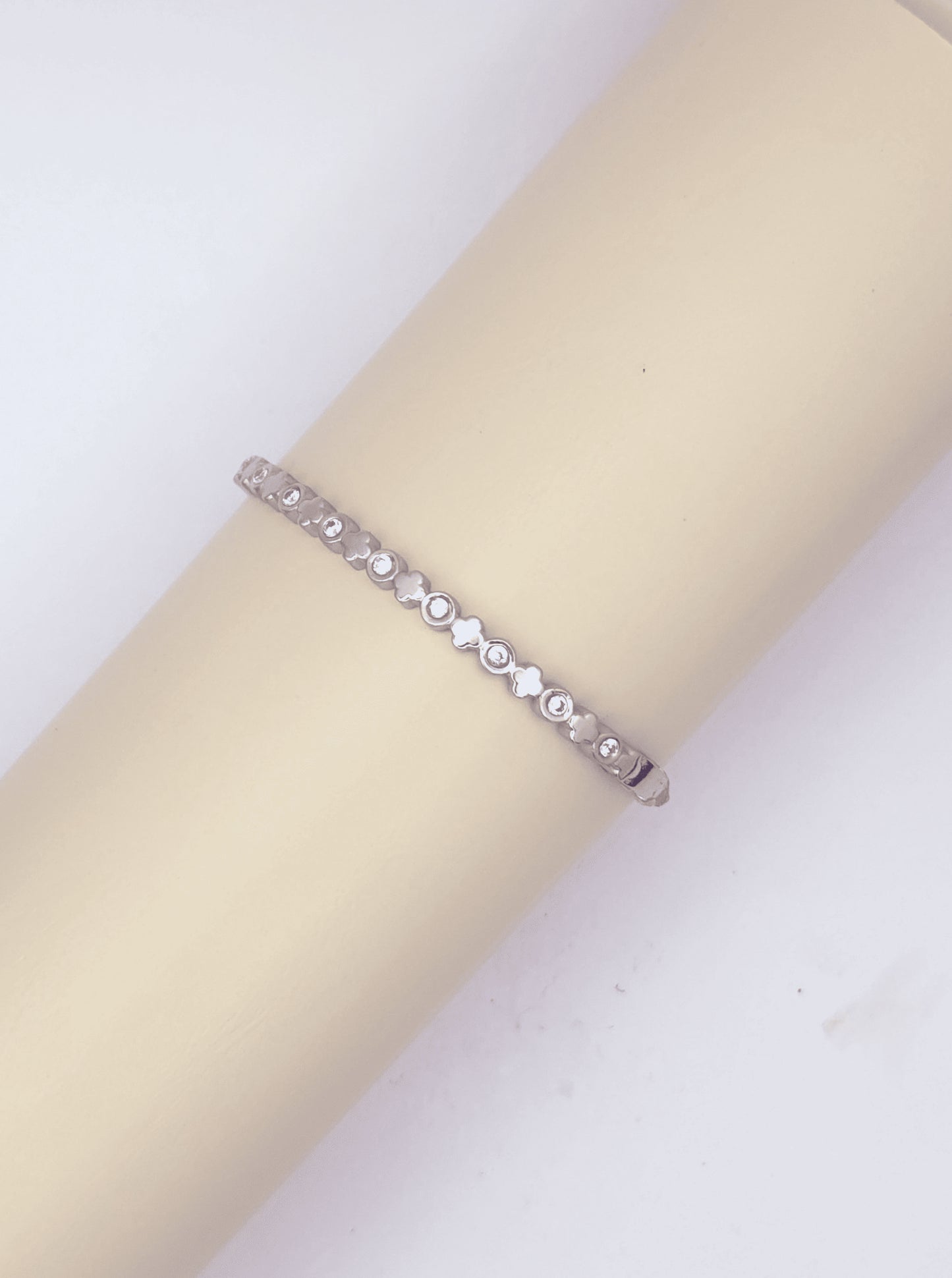 Floral Cubic Zirconia Bangle Bracelet