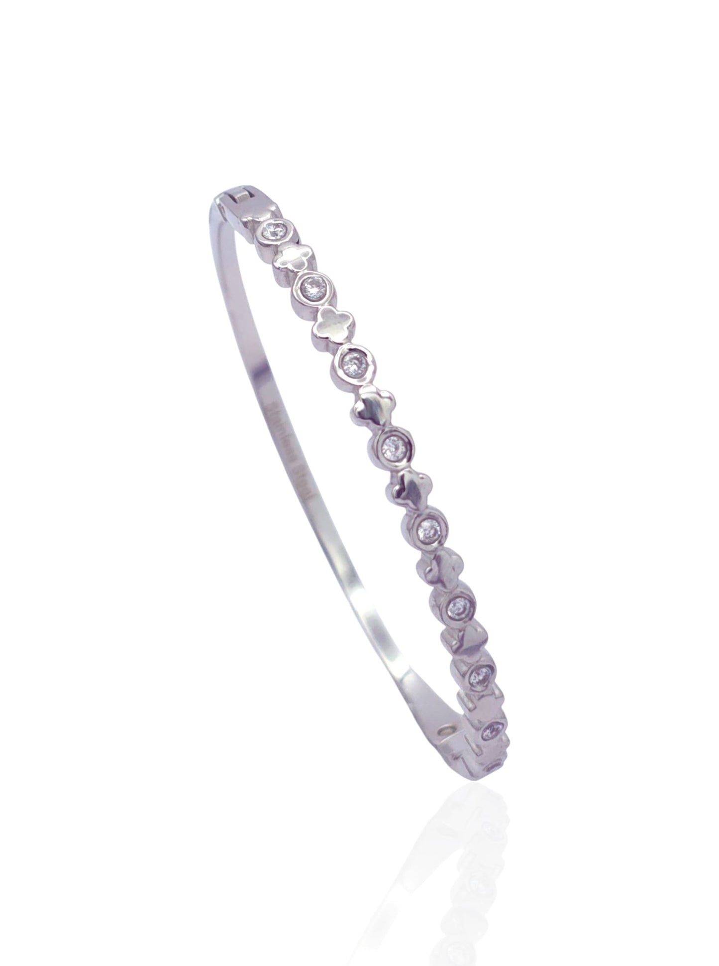 Floral Cubic Zirconia Bangle Bracelet