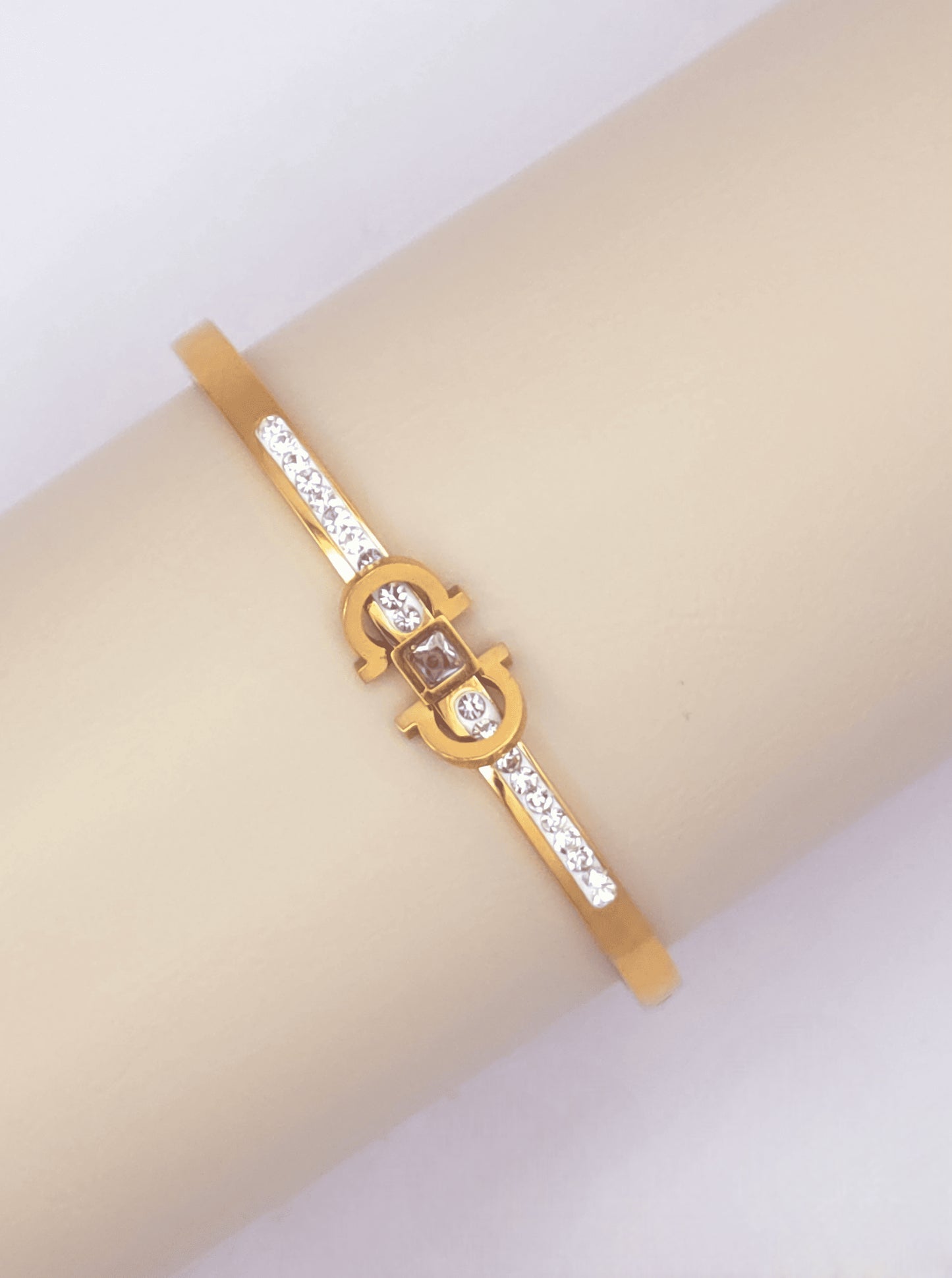 Geometric Hinged Polished Bangle Bracelet