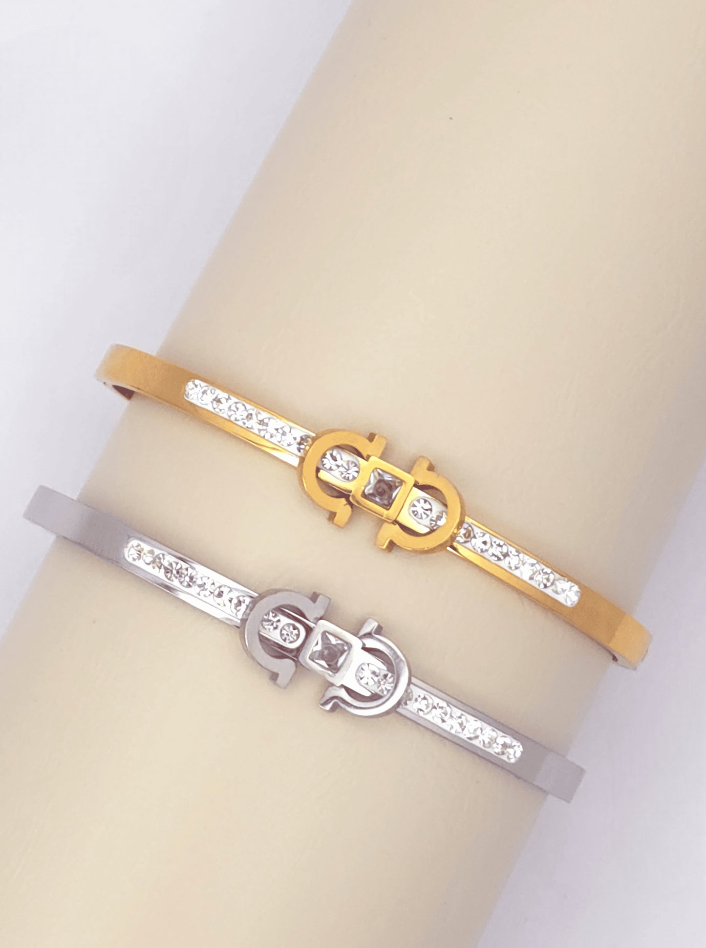 Geometric Hinged Polished Bangle Bracelet