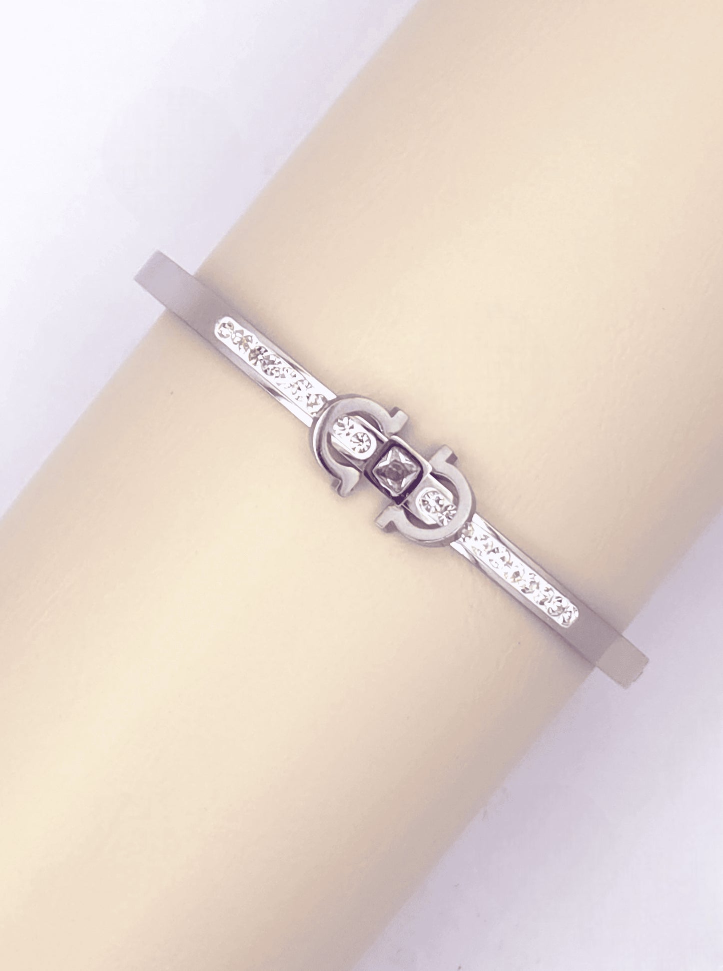 Geometric Hinged Polished Bangle Bracelet