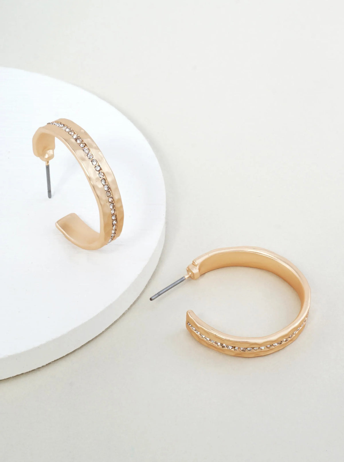 1-Inch Rhinestone Accent Hoop Earrings