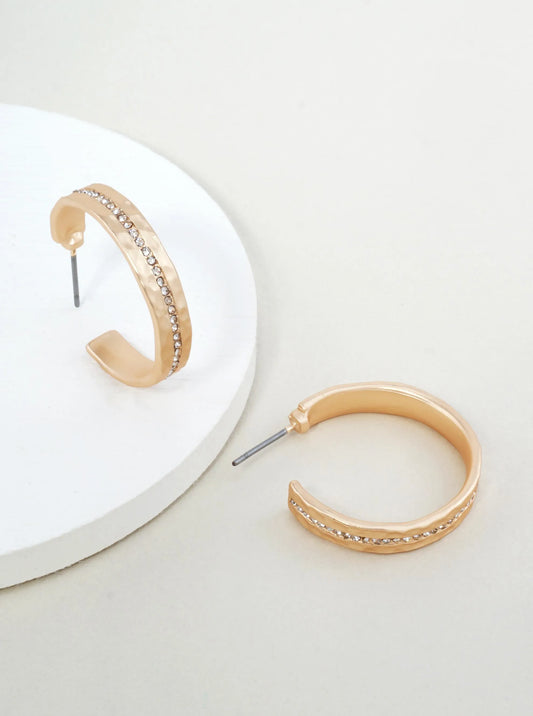 1-Inch Rhinestone Accent Hoop Earrings
