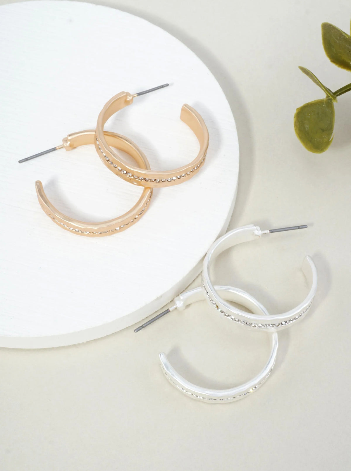 1-Inch Rhinestone Accent Hoop Earrings