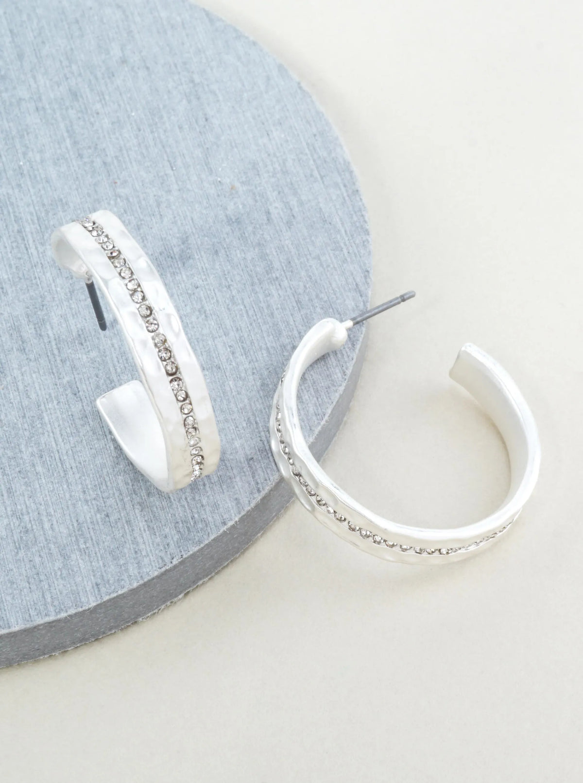 1-Inch Rhinestone Accent Hoop Earrings