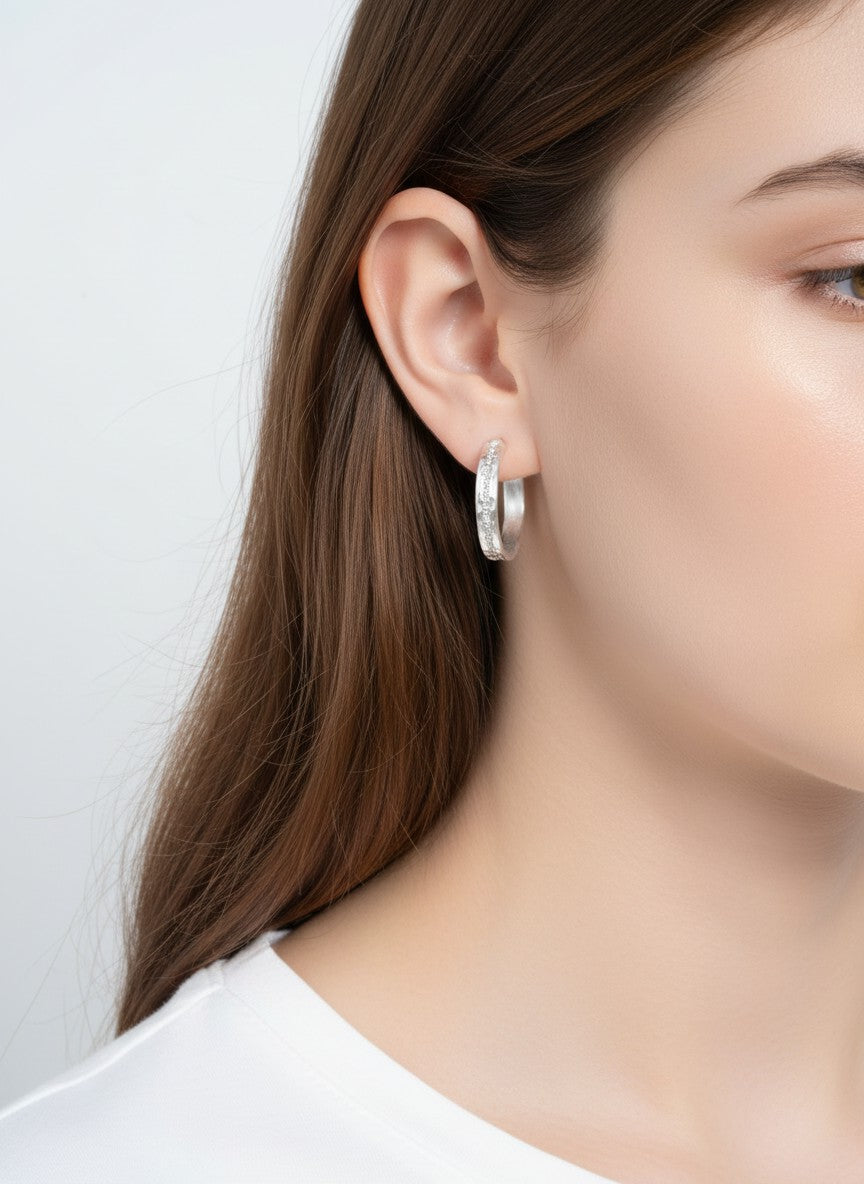 1-Inch Rhinestone Accent Hoop Earrings