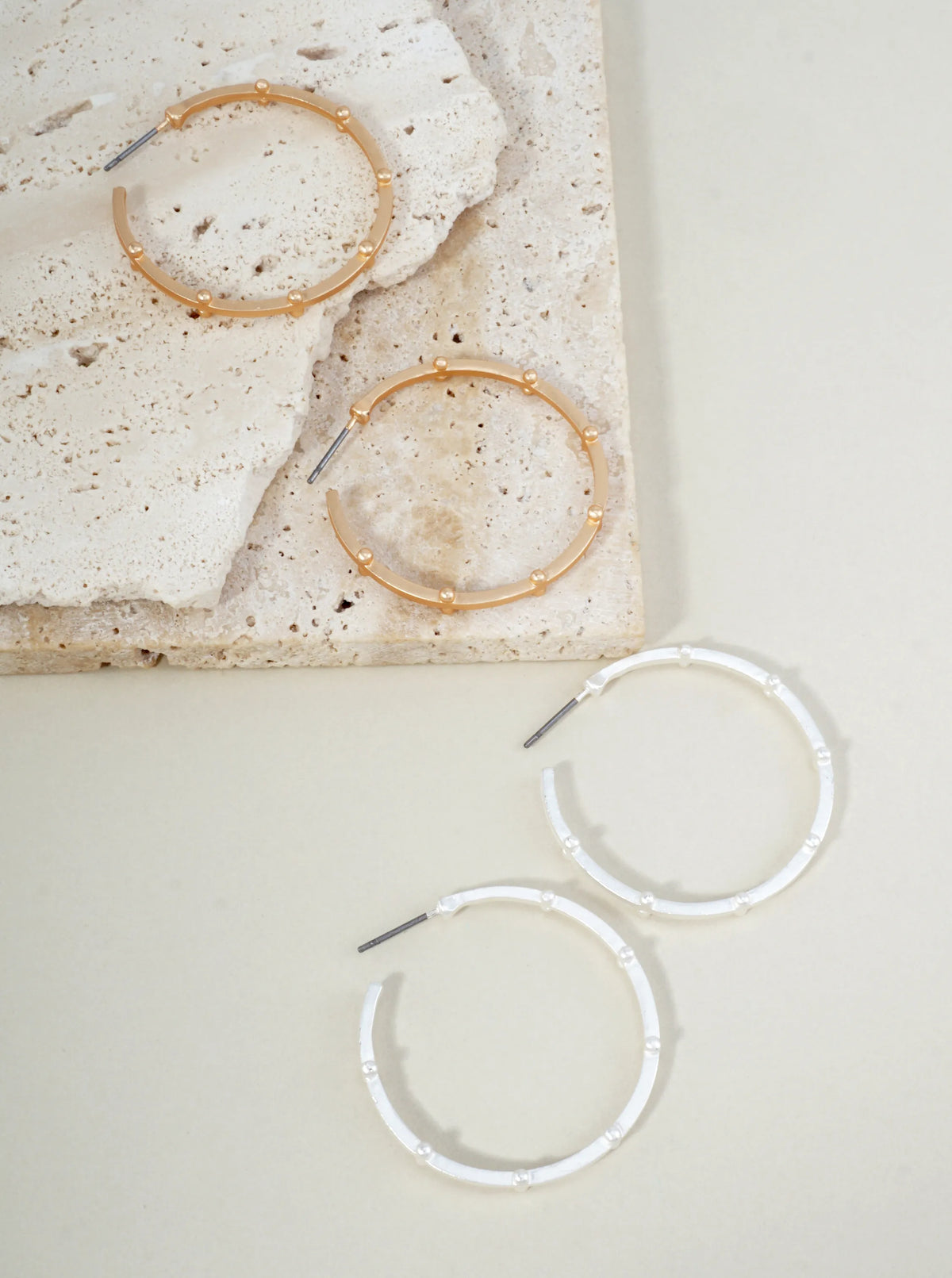 Beaded Matte Hoop Earrings