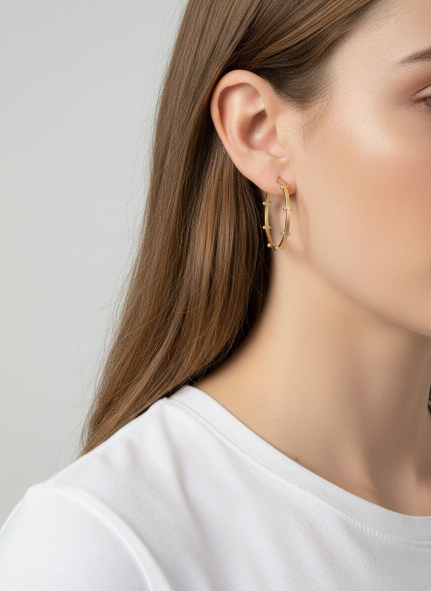 Beaded Matte Hoop Earrings